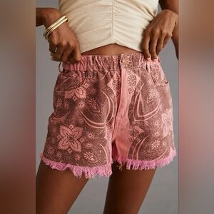 Anthropologie Pilcro Scrunchie Floral Raw Hem Shorts Sz L